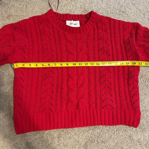 Pink Rose Size L Red Cable Knit Sweater - Picture 6 of 6